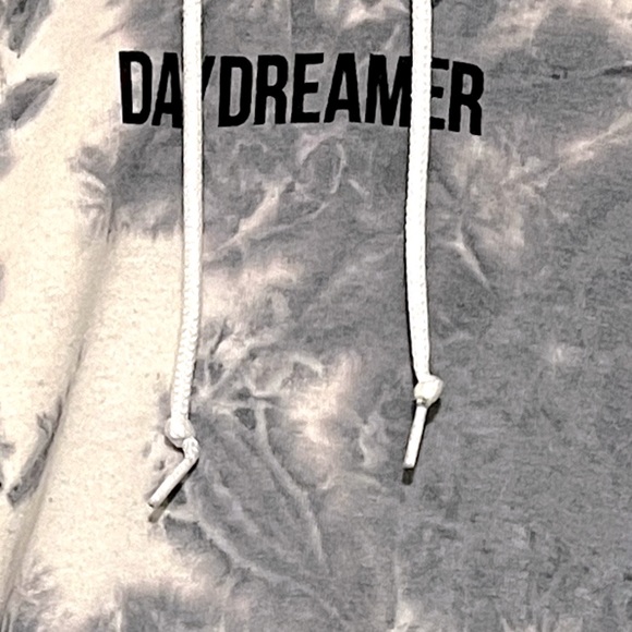 Bowery Supply Co. Tie Dye DAYDREAMER Hooded Gray White Sweatshirt Hoodie - Picture 7 of 11
